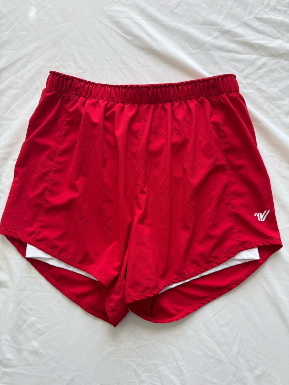 Varsity Small Red Athletic Shorts with White Trim Athleisure Cheer Running